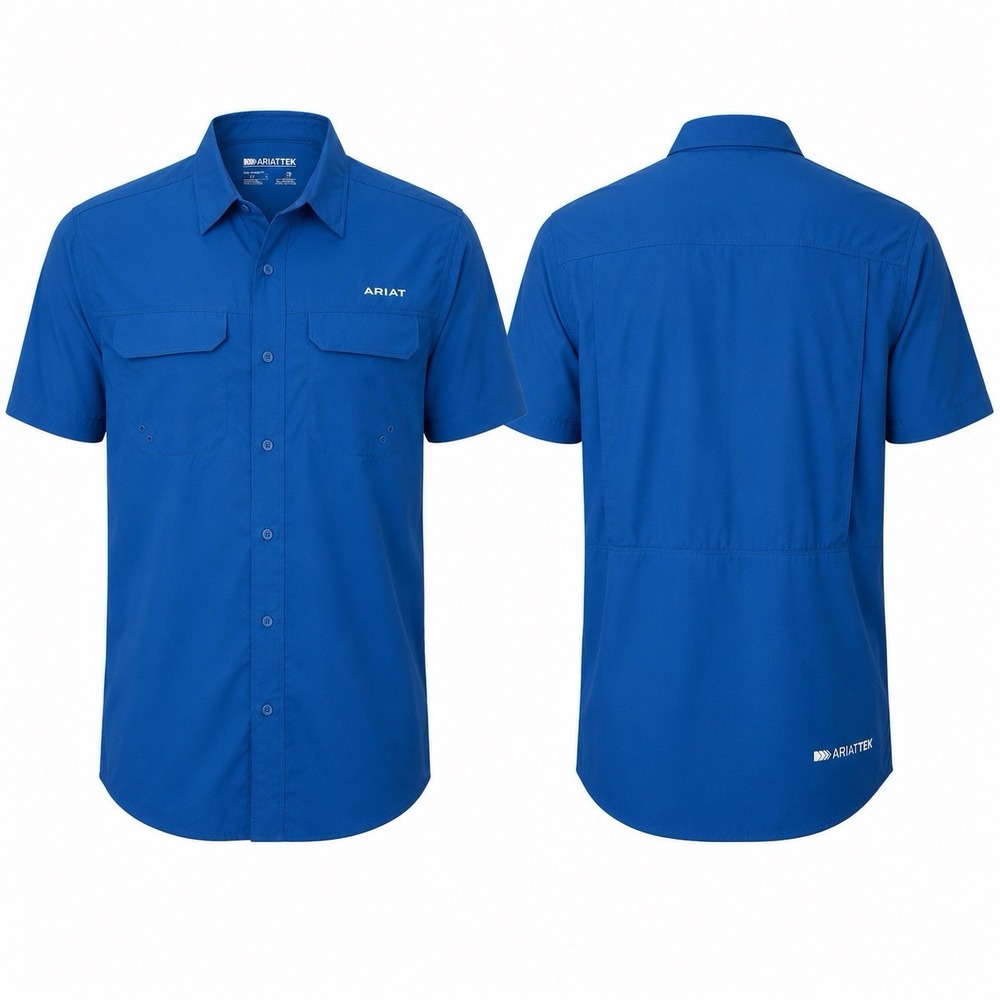 NWT AriatTEK VentTEK Outbound Shirt Men’s S Blue SS Fishing Button Up UPF